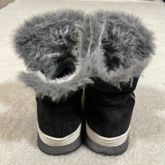 Joyks Made in Italy Fur Lined Booties Black Suede Sporty Flat Gray White 38 7.5 - Picture 4 of 6